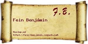 Fein Benjámin névjegykártya